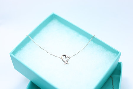 Heart necklace in a gift boxの写真素材
