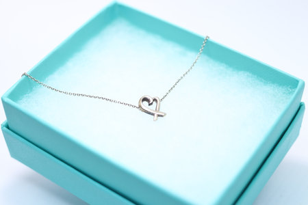 Heart necklace in a gift boxの写真素材