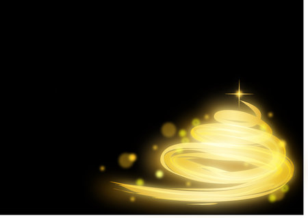 Golden spiral and glittering stars (black background)のイラスト素材