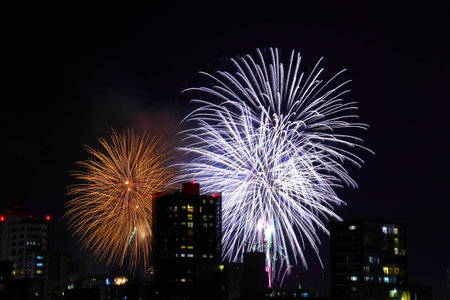 Fireworks at Japanese festivalsの写真素材