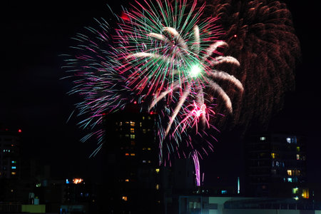 Fireworks at Japanese festivalsの写真素材