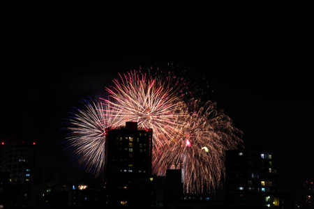 Fireworks at Japanese festivalsの写真素材