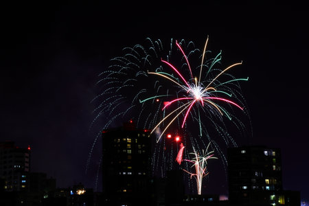 Fireworks at Japanese festivalsの写真素材