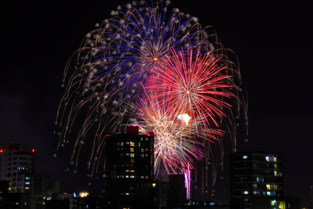 Fireworks at Japanese festivalsの写真素材