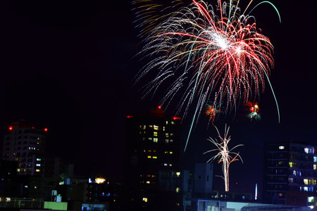 Fireworks at Japanese festivalsの写真素材