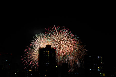 Fireworks at Japanese festivalsの写真素材