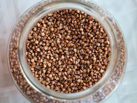 Buckwheat cereal in the glass jar