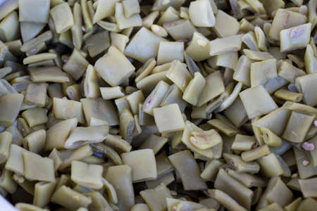 chopped and boiled green beans podsの写真素材