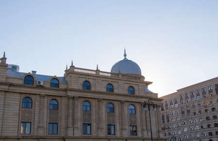 Renovated old building facade. Eastern classic architectureの写真素材