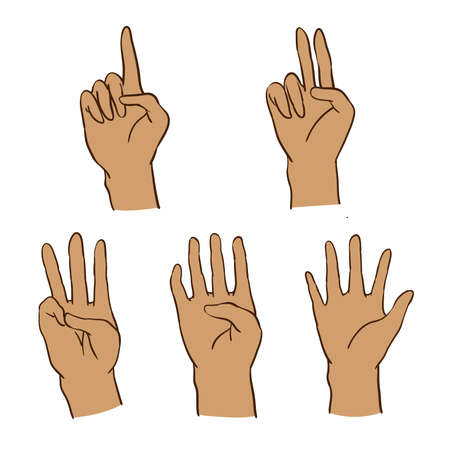 gestures of hand-numbers 1, 2, 3, 4 5のイラスト素材