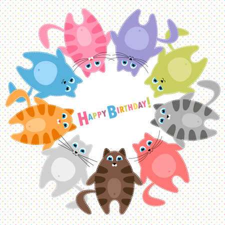 Cute cats Birthday cardのイラスト素材