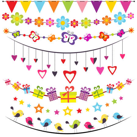 bunting and garland setのイラスト素材
