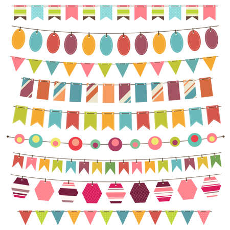 Colorful bunting and garland setのイラスト素材