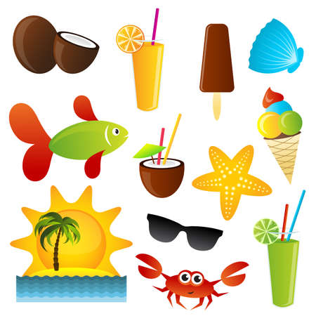 summer icons setのイラスト素材