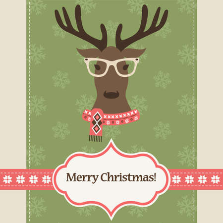 Christmas card with deerのイラスト素材