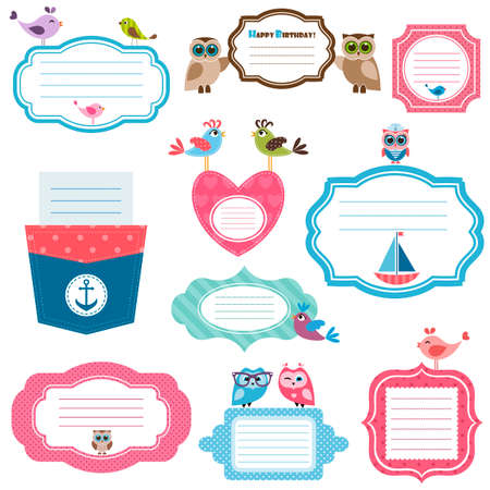 Frames and stickers for scrapbookingのイラスト素材