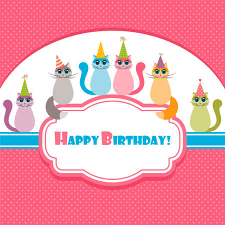 Birthday card with catsのイラスト素材