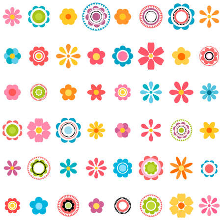 set of colorful flowersのイラスト素材
