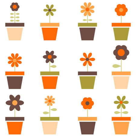 flowers in potsのイラスト素材
