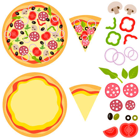 Pizza and special foods for pizzaのイラスト素材