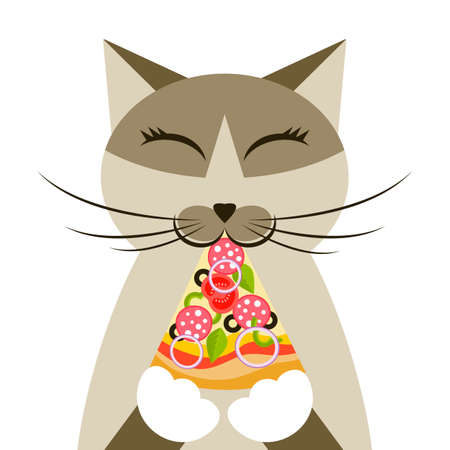 Cat with pizzaのイラスト素材