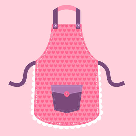 pink kitchen apron with heartsのイラスト素材