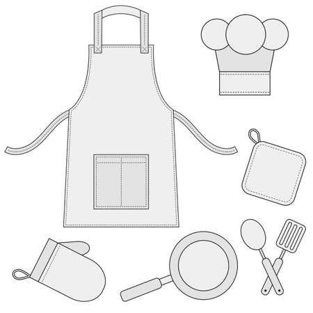 Cooking utensils, kitchenware iconsのイラスト素材