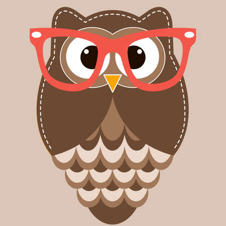Brown owl with glassesのイラスト素材