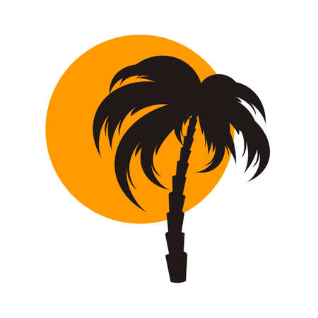 Sunset and palm treeのイラスト素材