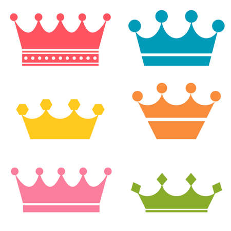 Crown set in different colorsのイラスト素材