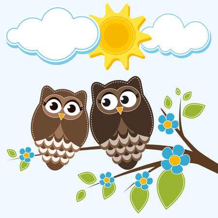 Two owlsのイラスト素材