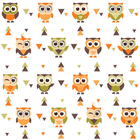 Background with funny owls and owletsのイラスト素材