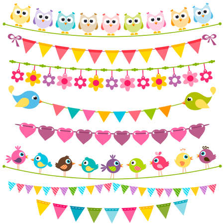 Colorful flags and garlandsのイラスト素材