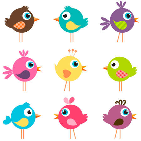set of funny birdsのイラスト素材