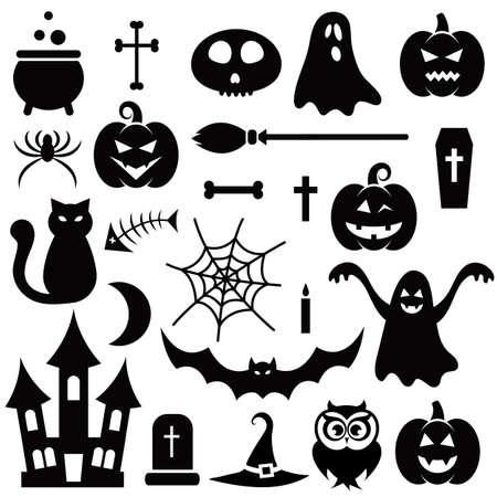 Halloween icons isolated on whiteのイラスト素材