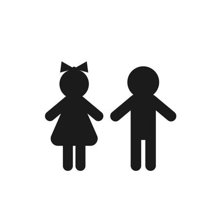 girl and boy black iconのイラスト素材