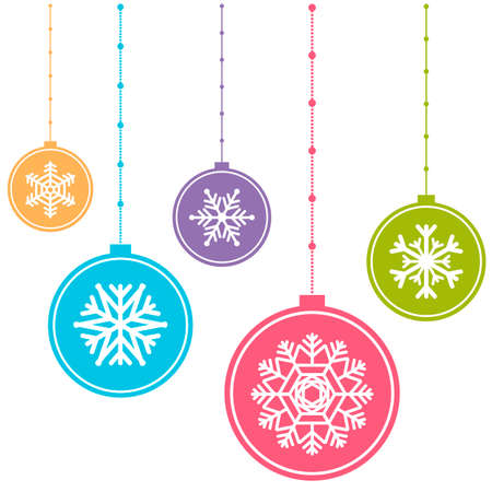 Colorful Christmas balls isolated on whiteのイラスト素材