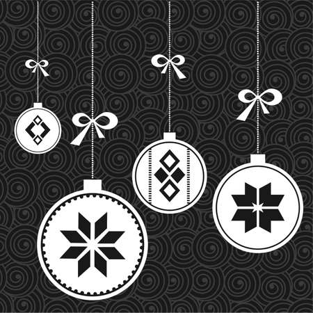 Card with white Christmas ballsのイラスト素材