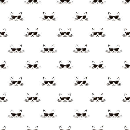 seamless pattern with cats and sunglassesのイラスト素材