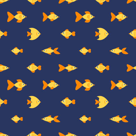 seamless pattern with golden fishesのイラスト素材