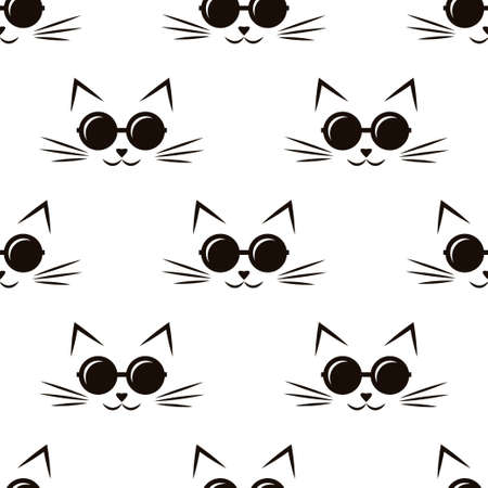 Pattern of cats with black sunglassesのイラスト素材