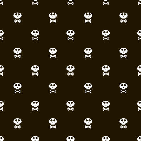 seamless pattern with skulls on black backgroundのイラスト素材