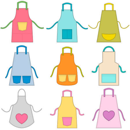 Colorful apron set.のイラスト素材