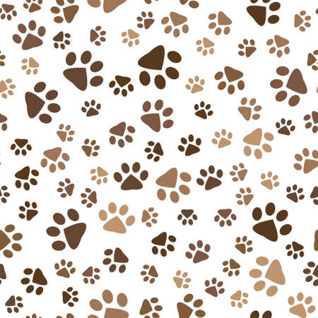 seamless pattern with brown dog and cat footprintsのイラスト素材