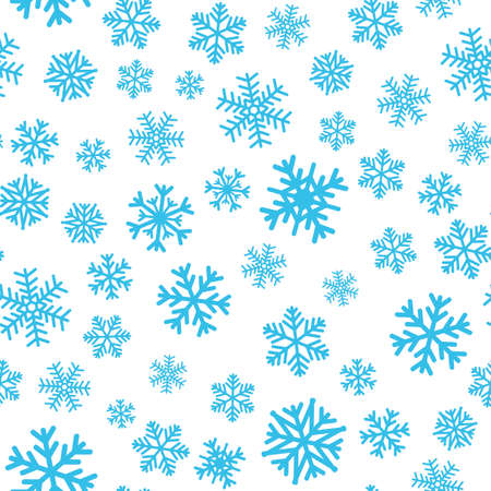 A seamless pattern with blue snowflakes on white background.のイラスト素材