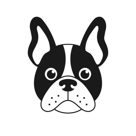 french bulldog face isolated on white backgroundのイラスト素材