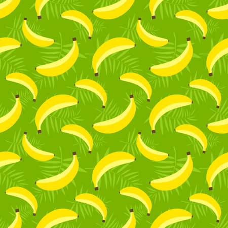 Seamless pattern with bananas on green backgroundのイラスト素材