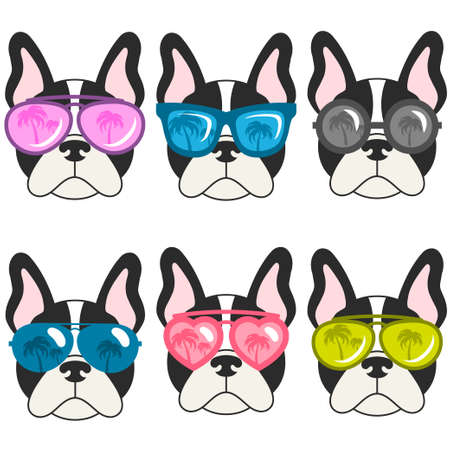 french bulldogs with sunglassesのイラスト素材