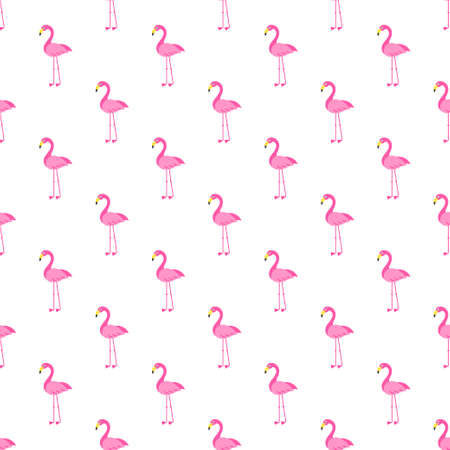 Pattern with pink Flamingo bird on white background.のイラスト素材