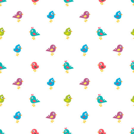 Seamless pattern with colorful small birdsのイラスト素材